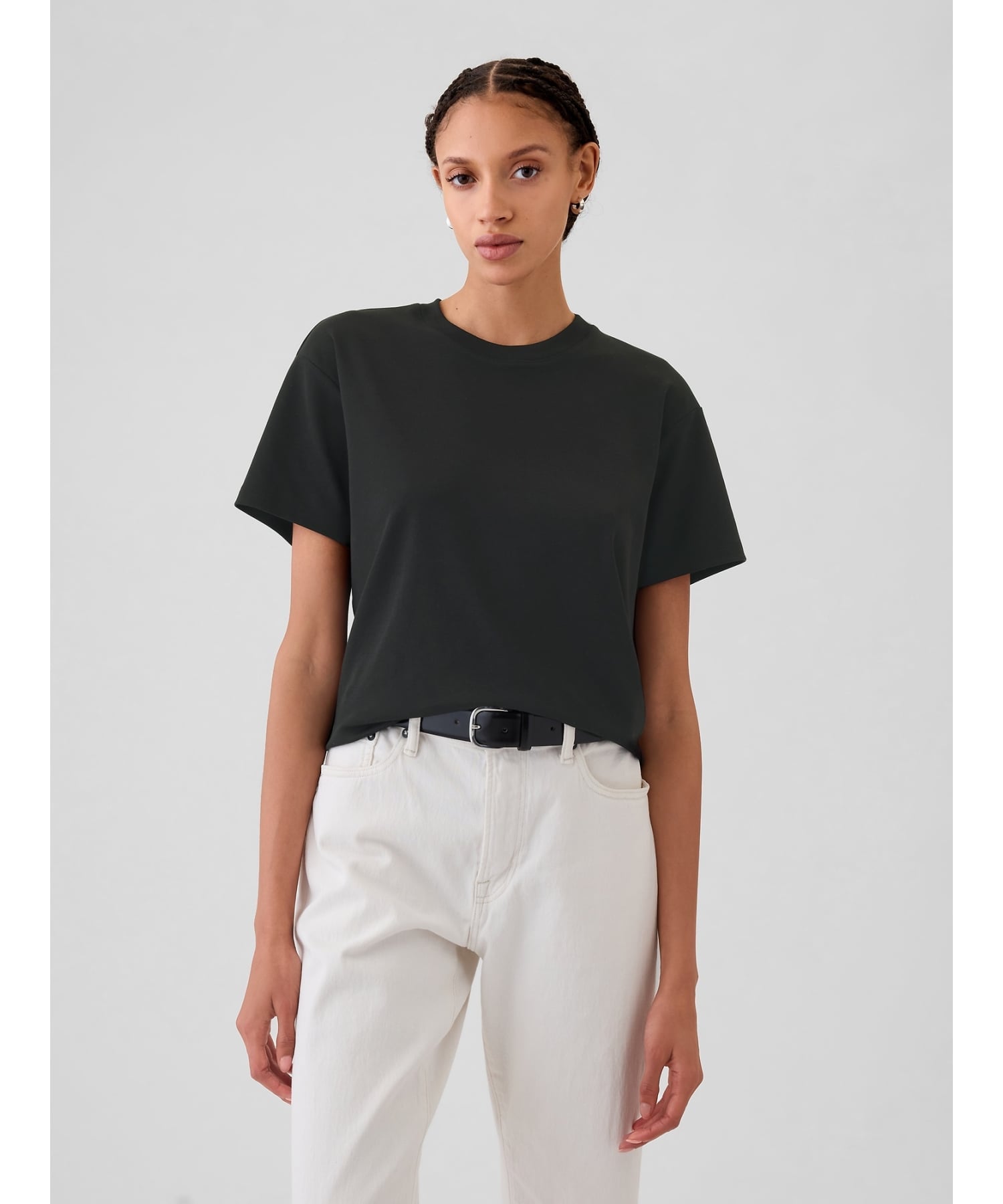 (W) Хлопковая футболка свободного кроя Supima(R) GAP, BLACK