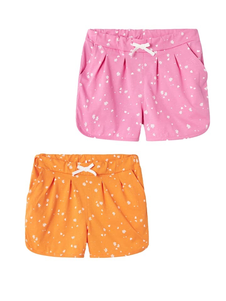 

Спортивные шорты name it 2er Set Plissierte Baumwolle Kinder Pants, цвет rot-orange