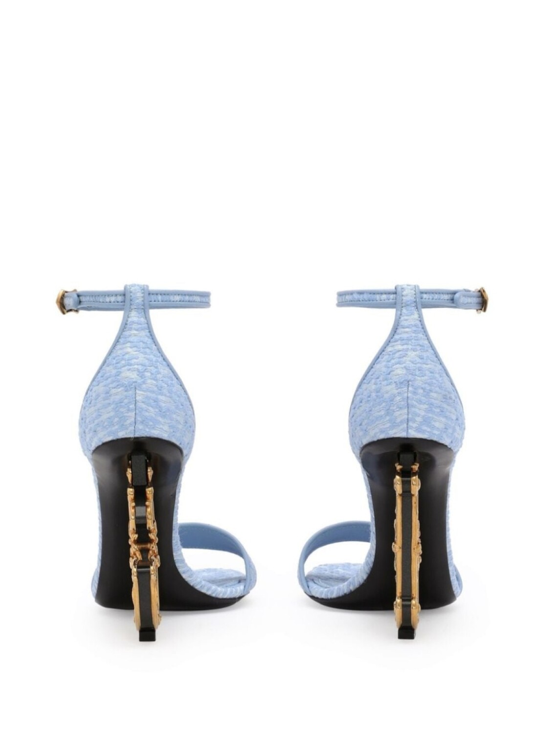 Dolce & Gabbana джинсовые босоножки на скульптурном каблуке DG, синий — фото 3