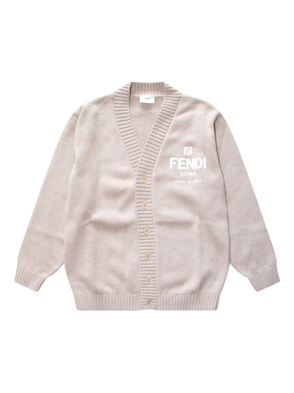 

Кардиган с вышитым логотипом FENDI KIDS, нейтральный