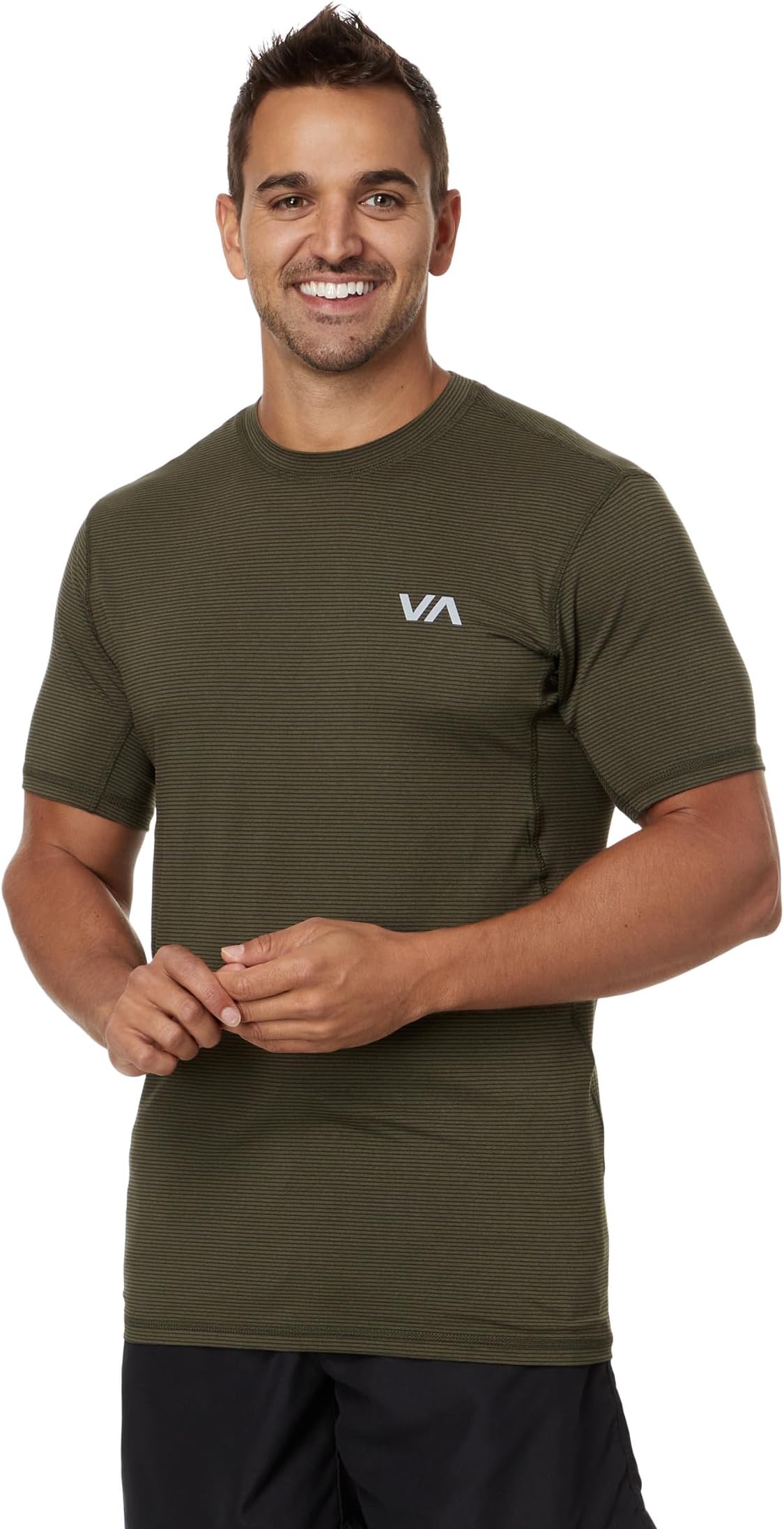 

Футболка RVCA Sport Vent Stripe Short Sleeve Tee, цвет Olive Stripe