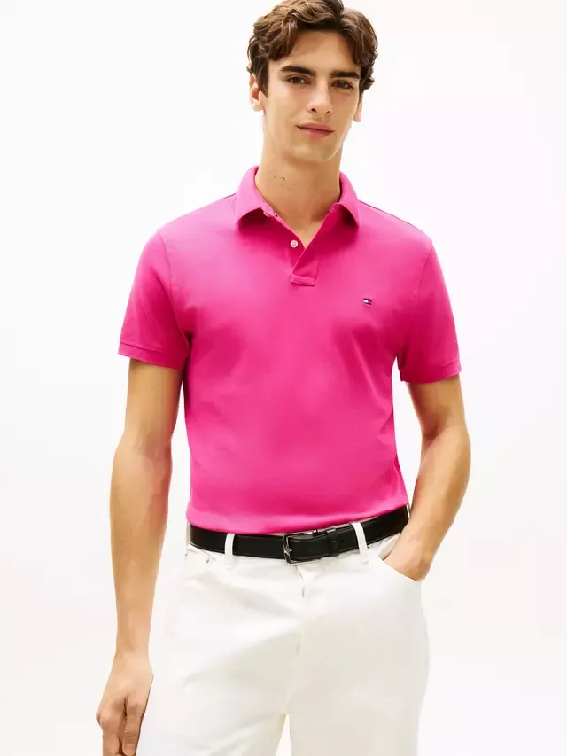 Поло из хлопковой смеси, стандартный крой, с коротким рукавом, 1985 год Tommy Hilfiger, Eccentric Magenta