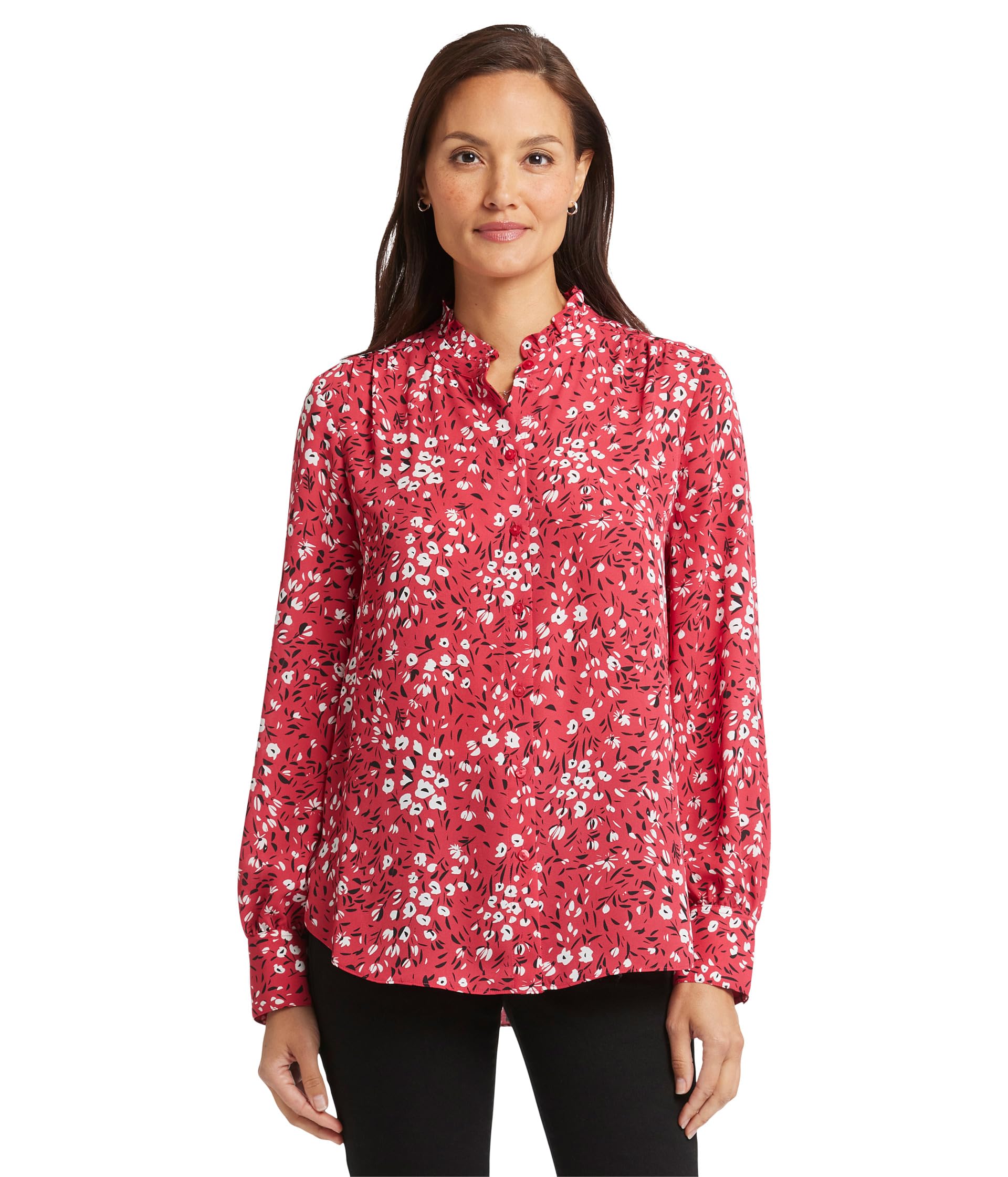 

Блуза NYDJ Ruffle Neck Blouse, цвет Cherry Creek