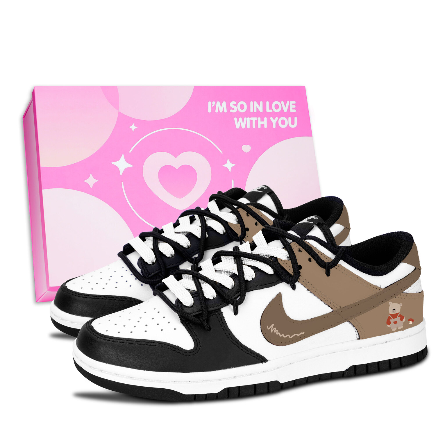 

Nike Dunk Black White, Warm Brown трендовая кожаная обувь с защитой от скольжения и износа, низкие кроссовки для скейтбординга Brown Unisex