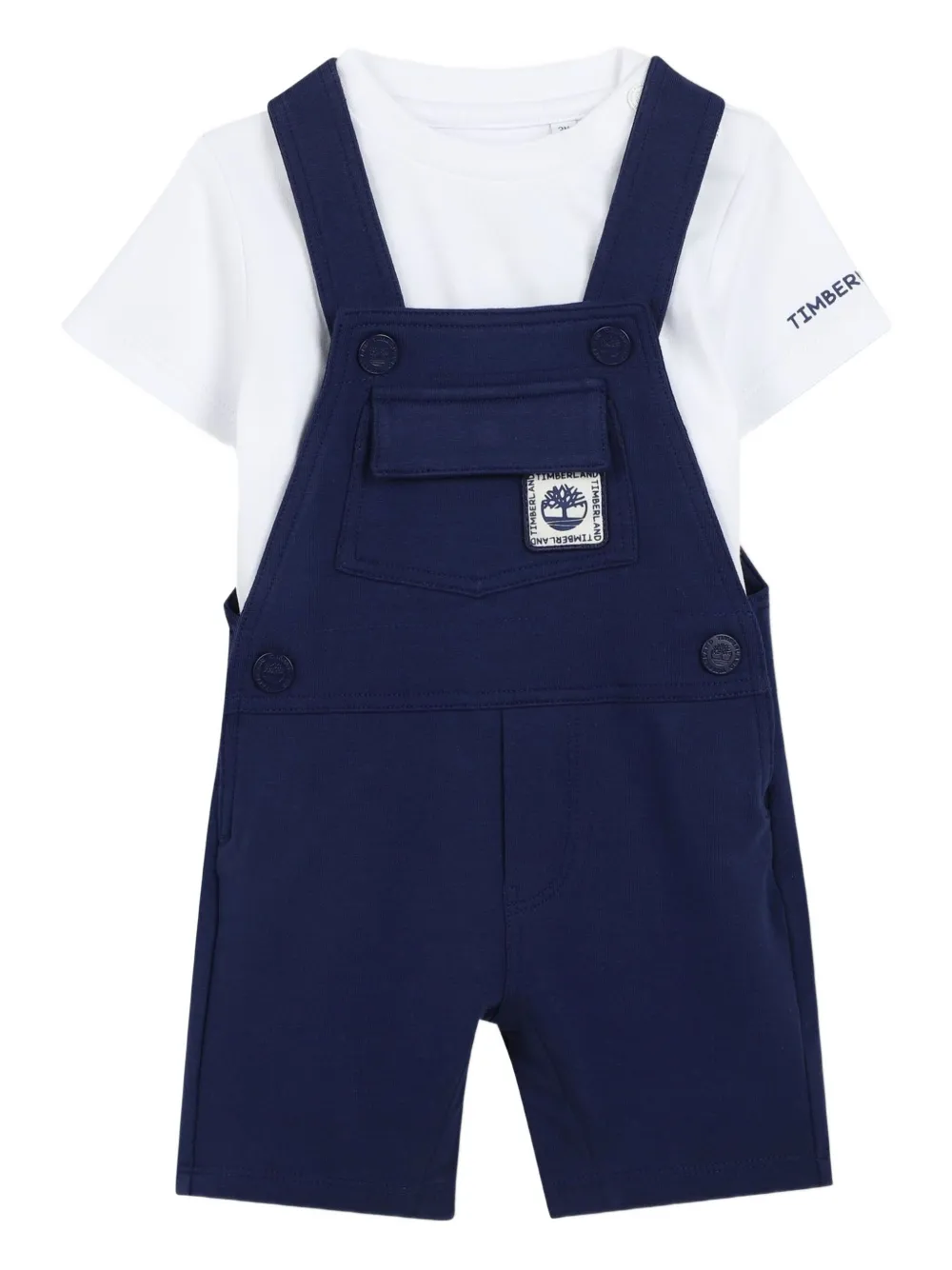 

Футболка-комбинезон с логотипом (комплект из двух) Timberland Kids, синий