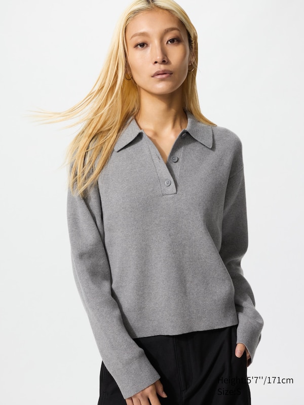 

Хлопковый джемпер поло Uniqlo, 03 grey
