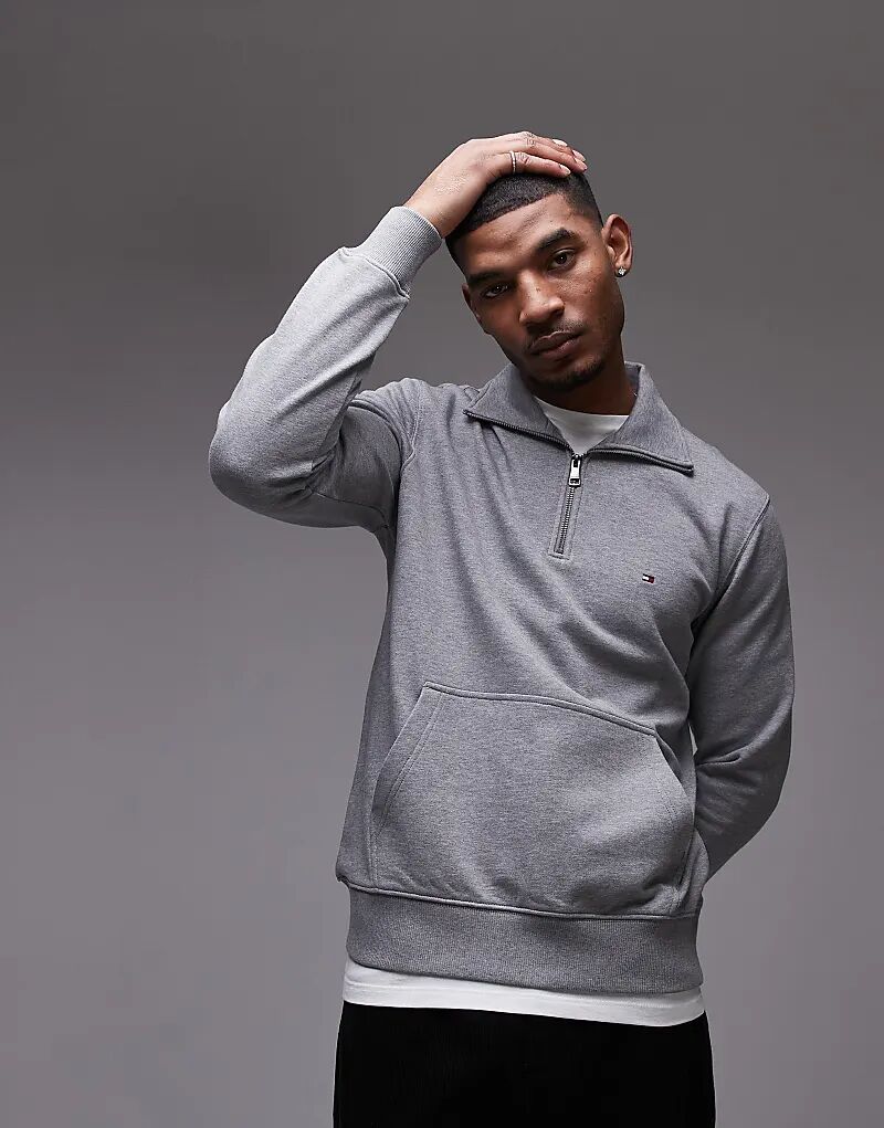 

Рубашка поло Tommy Hilfiger Essential Short Zip серого цвета
