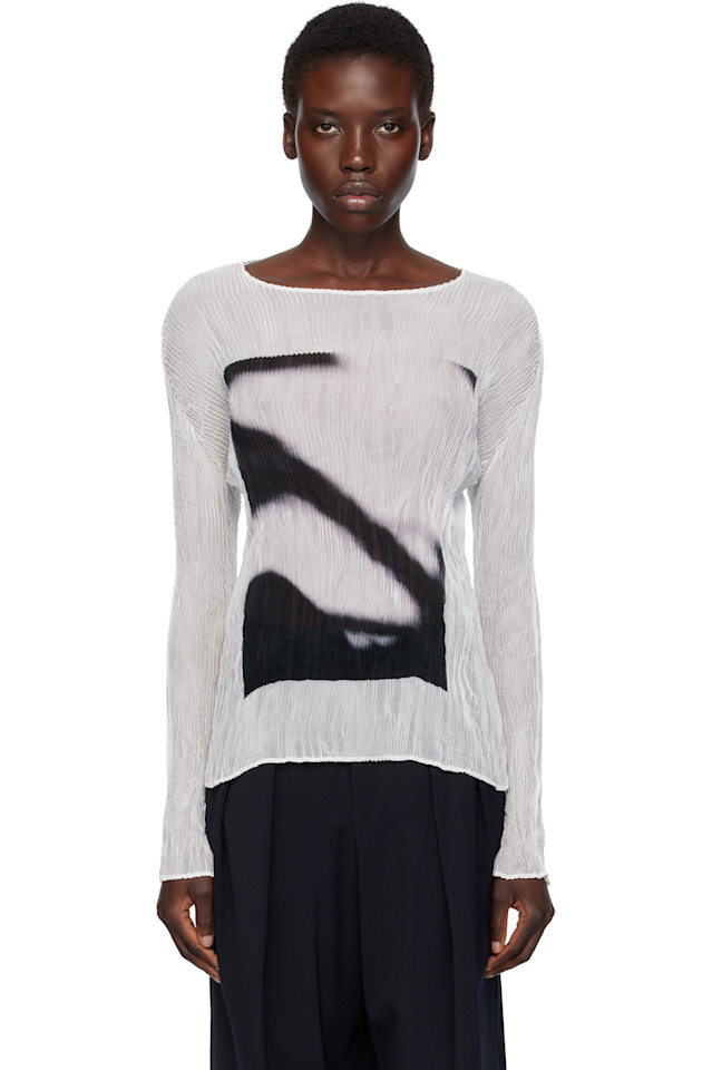 

Майка с эффектом тени из шифона с крученым узором Issey Miyake, цвет light