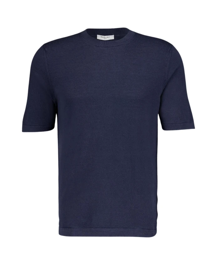 

Футболка из смеси хлопка и шелка темно-синего цвета Boglioli, синий