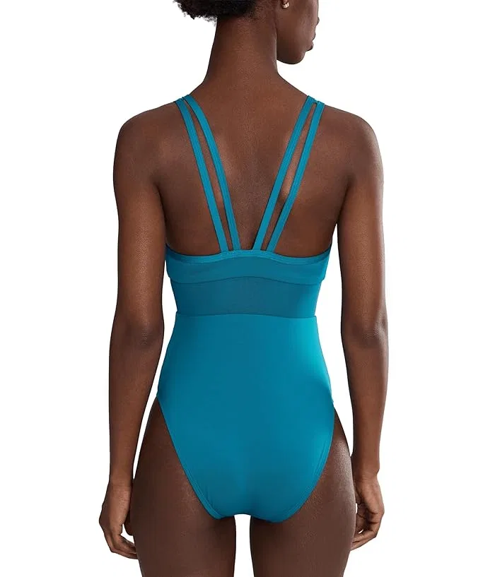 Купальник Nike Swim Mesh V Back One Piece, Green Abyss — фото 3