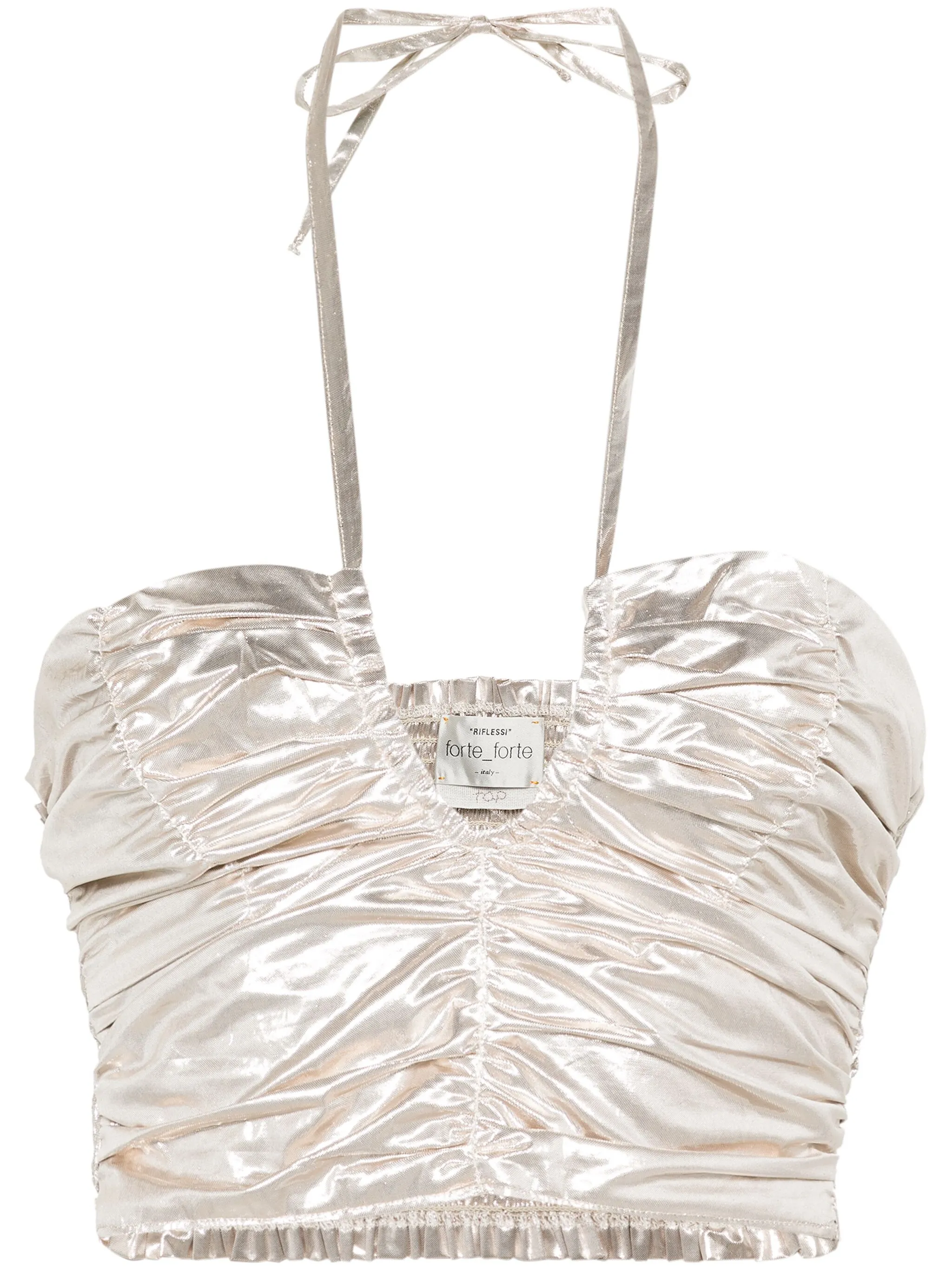 

Боди с вырезом халтер и сборками Forte Forte, серебристый