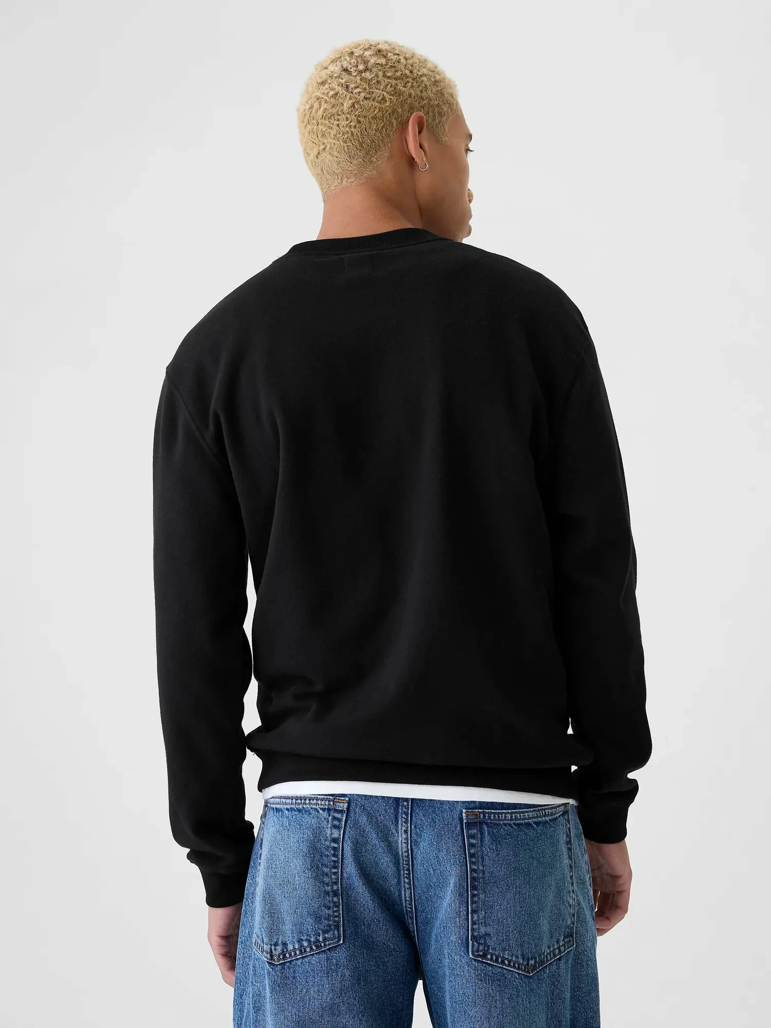 (U) Винтажная мягкая толстовка с круглым вырезом (унисекс) GAP, TRUE_BLACK_V2 — фото 3