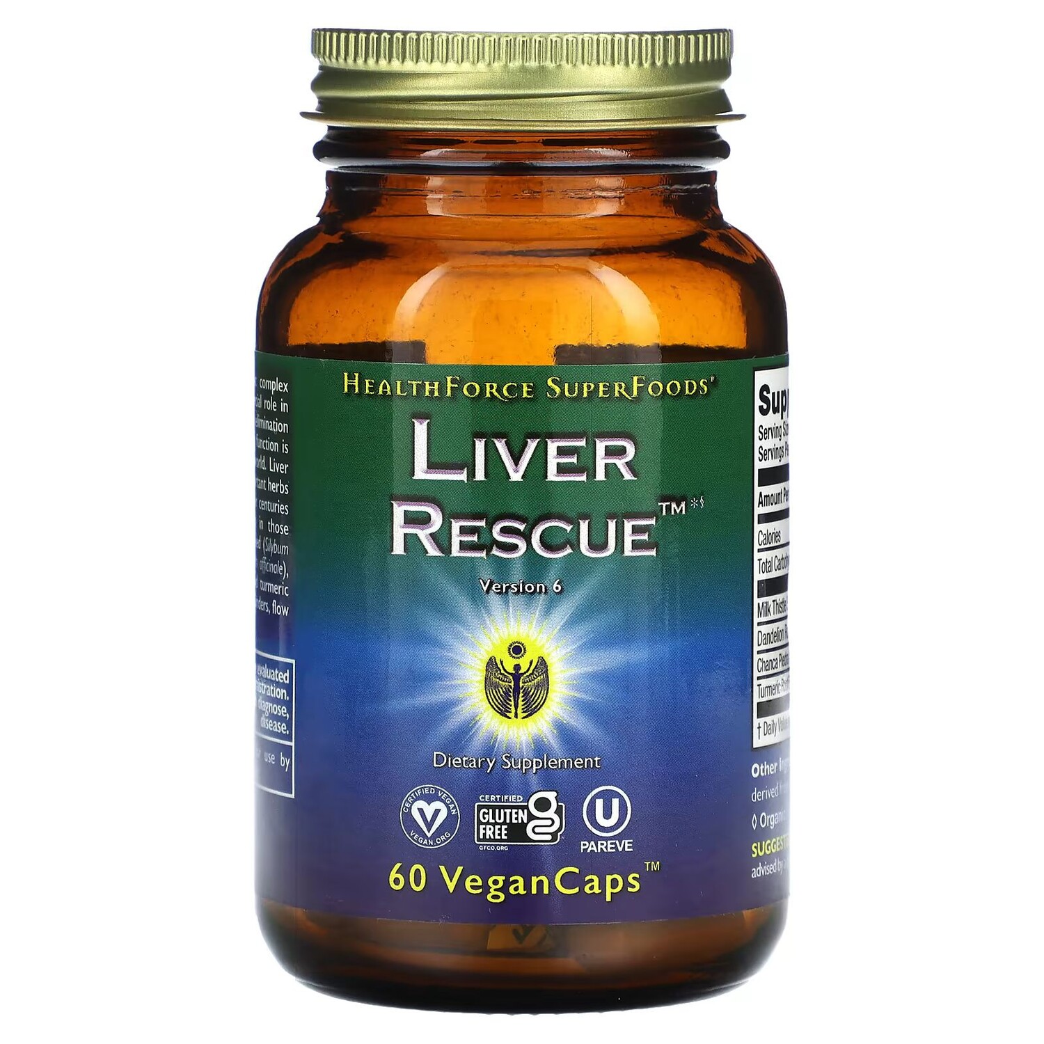 

Спасение печени, 60 веганских капсул Healthforce Superfoods