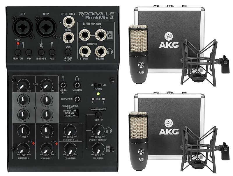 

Микрофон AKG (2) P220+ROCKMIX 4