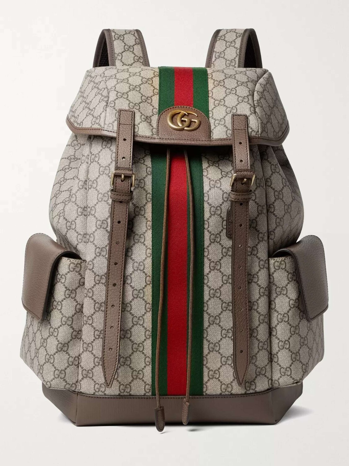 

Рюкзак Ophidia из кожи и тесьмы с монограммой и холстом с покрытием GUCCI, коричневый