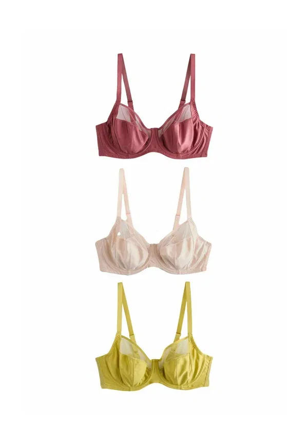 Бюстгальтер Dd+ non pad full cup bras 3 pack underwired bra Next, ржаво-зеленый кремовый — фото 2