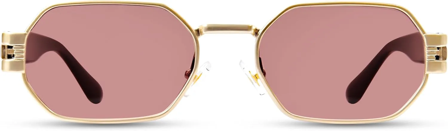 

Ретро овальные солнцезащитные очки для женщин, модные металлические, маленькие, в стиле Y2K, винтажные солнцезащитные очки 90-х, защита UV400 ZESAKER, Rectangle-pink