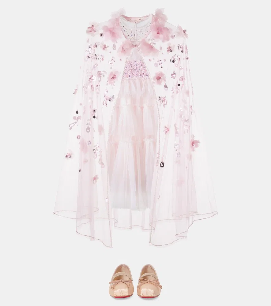Балетки Baballet из креп-сатина Christian Louboutin Kids, розовый — фото 2