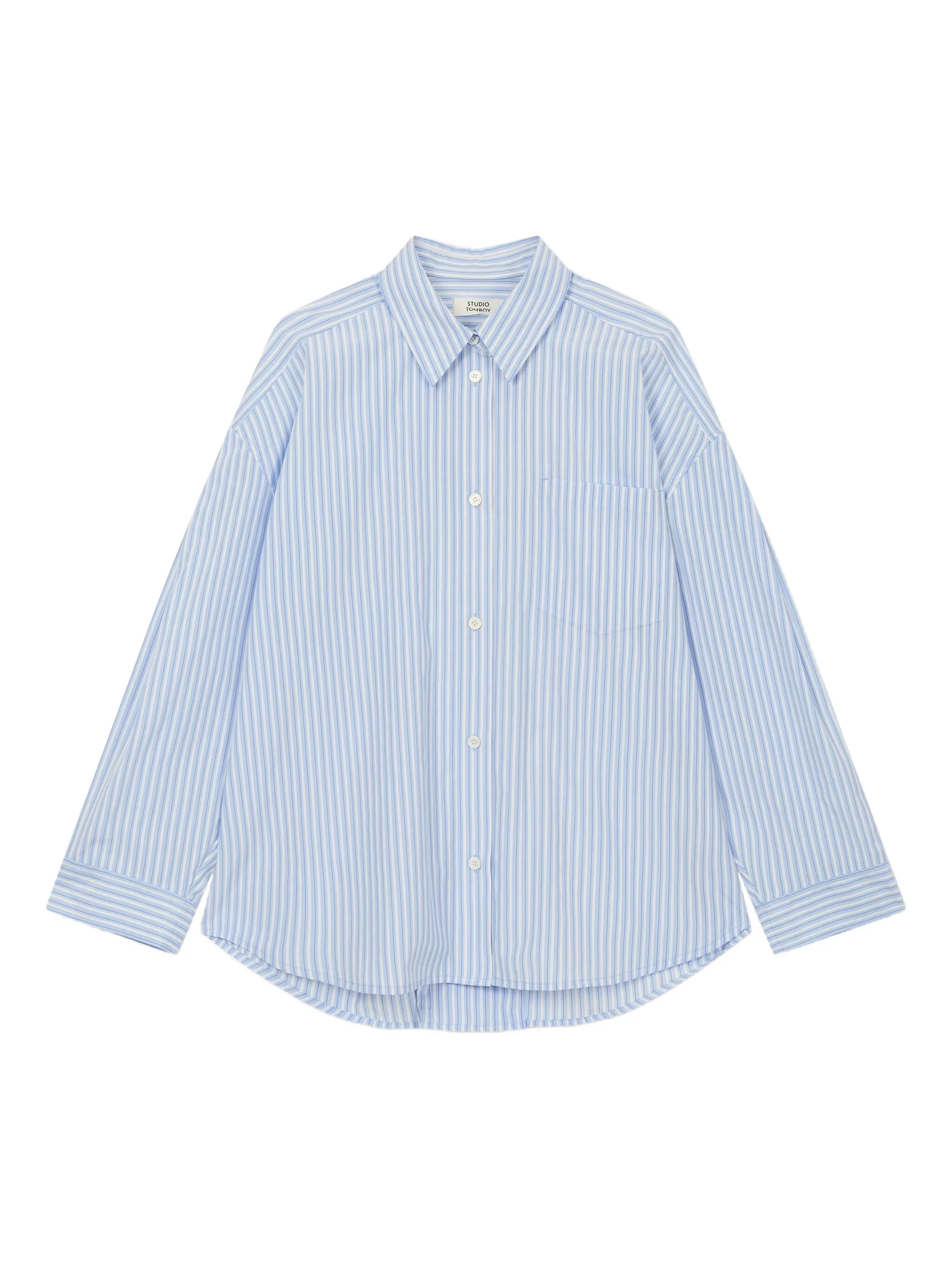

Полосатая рубашка с карманом Studio Tomboy, синий