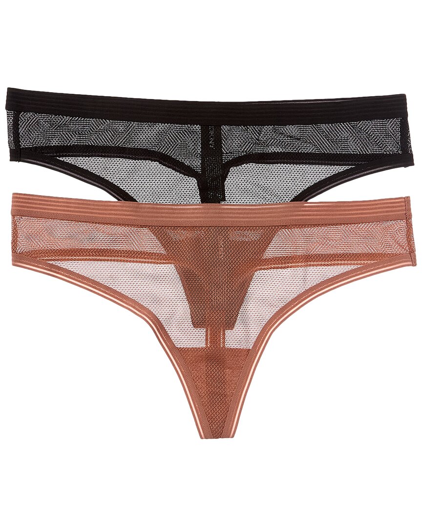 

DKNY 2pk Прозрачные полосатые стринги, черный