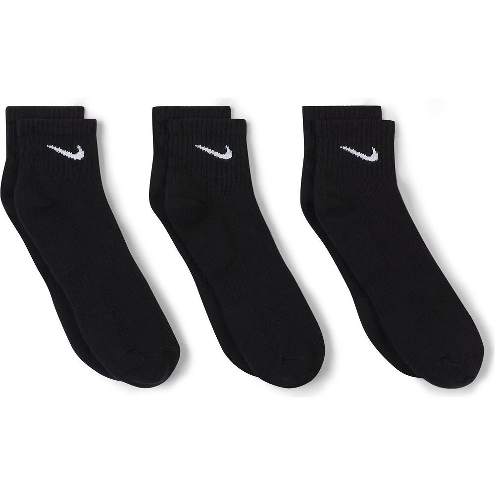 Набор из трех женских носков Nike на каждый день с мягкой подкладкой до щиколотки, черный — фото 3