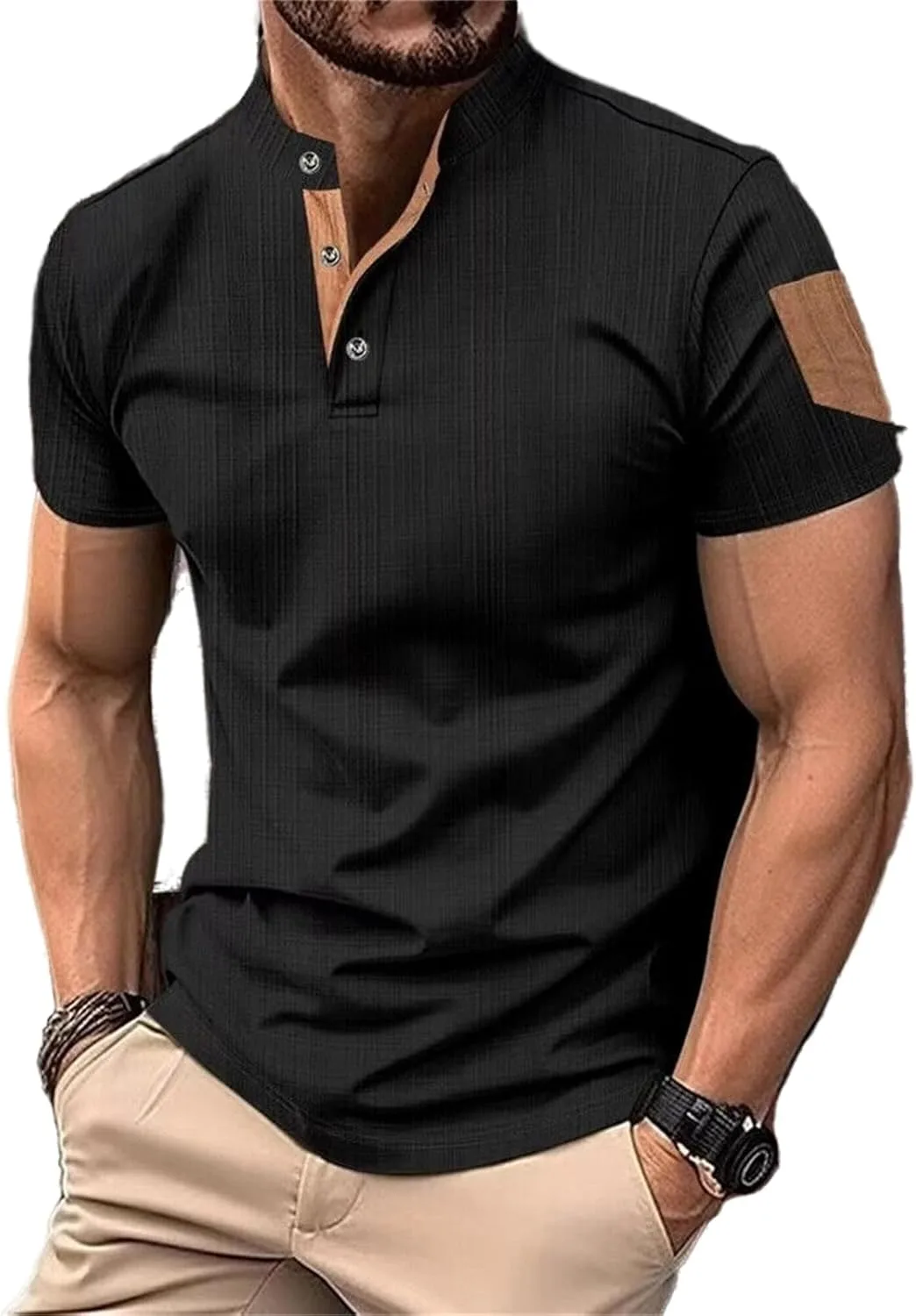 

Мужская футболка-хенли с коротким рукавом, летняя, из льна, slim fit Abborora