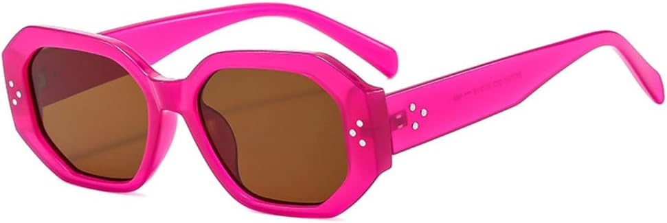 

Популярные модные солнцезащитные очки для мужчин в форме многоугольника, желейного цвета, с защитой от УФ-излучения UV400, в стиле ретро с заклепками, для женщин MTZJH, Rose Pink Tea