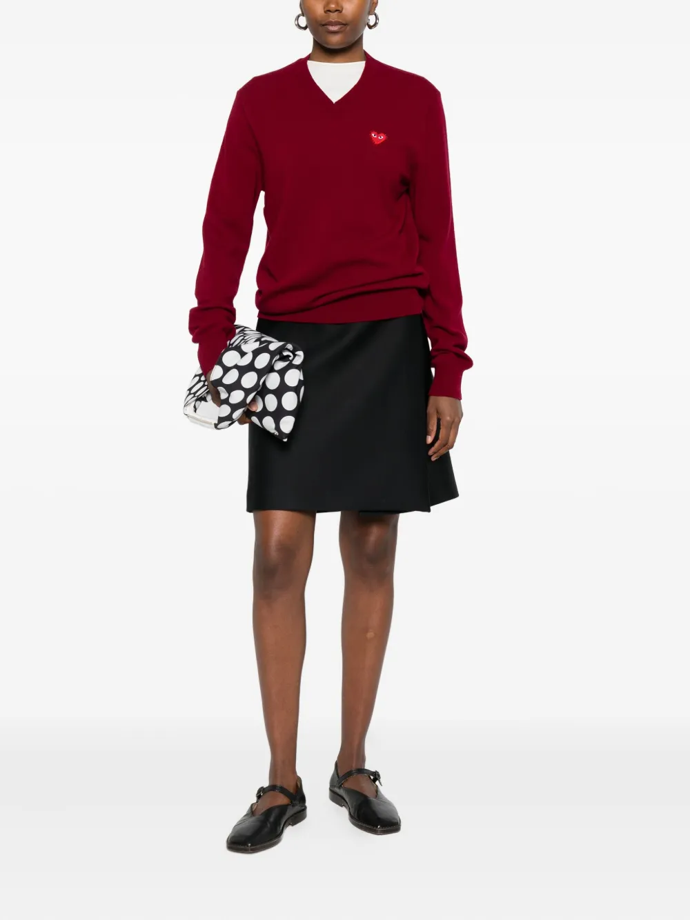 Свитер с V-образным вырезом Comme Des Garçons Play, красный — фото 3