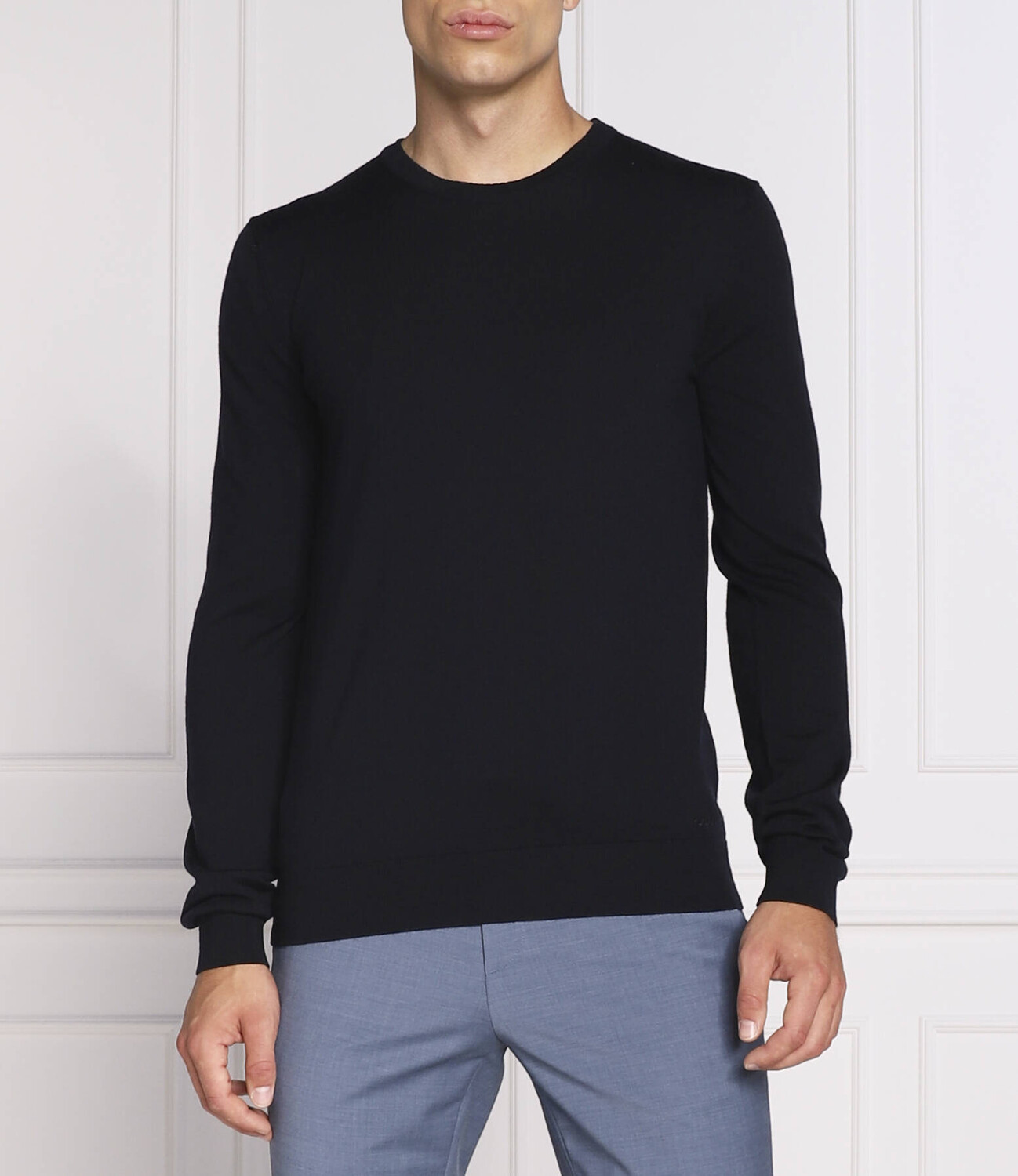 

Свитер из шерсти HUGO san cedric-m1 regular fit, темно-синий