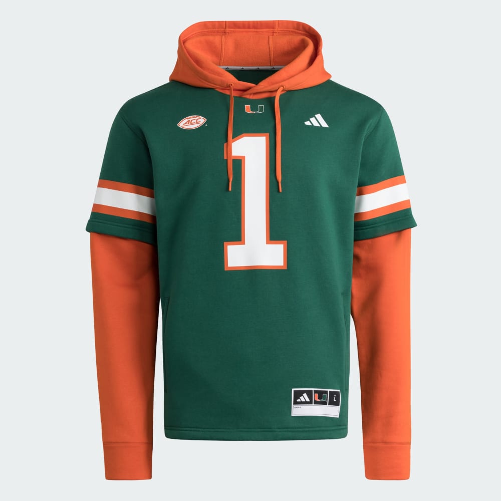 

Спортивное худи Adidas Miami Hurricanes Football Jersey Hoodie, цвет Dark Green