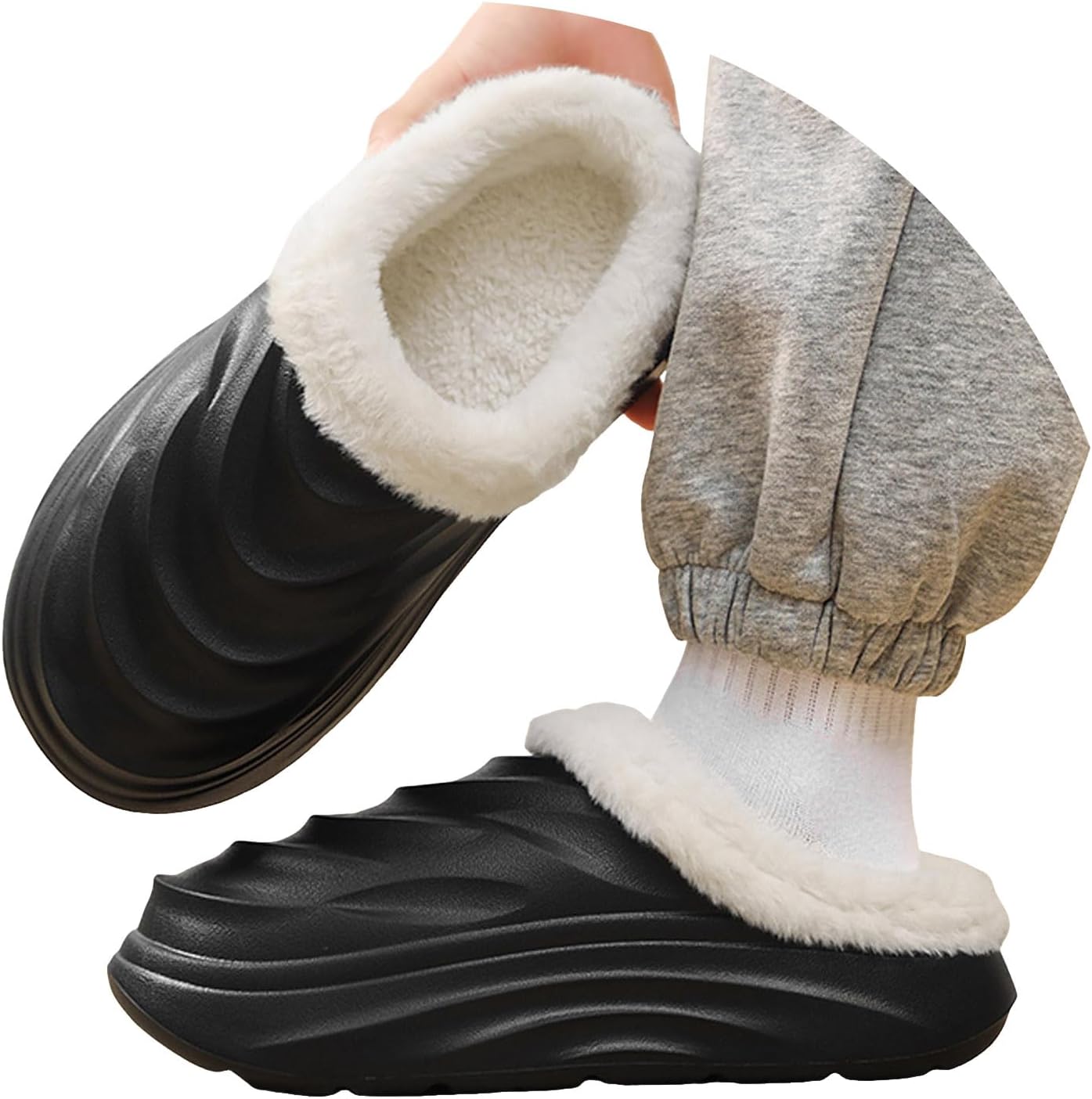 

Классические зимние сабо с меховой подкладкой, теплые мягкие тапочки для женщин и мужчин для дома и улицы, с легкой флисовой подкладкой, удобные для работы, для сада, с поддержкой свода стопы, мягкой подошвой и нескользящей поверхностью Generic,...