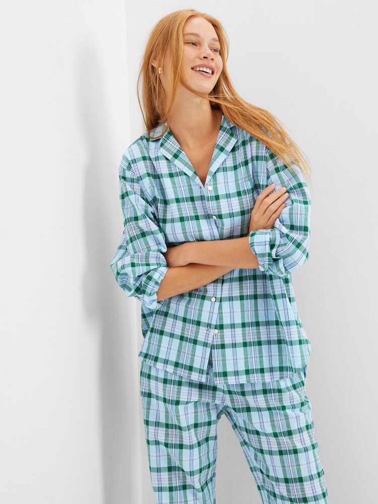 

Пижамная блузка в клетку Gap, синий