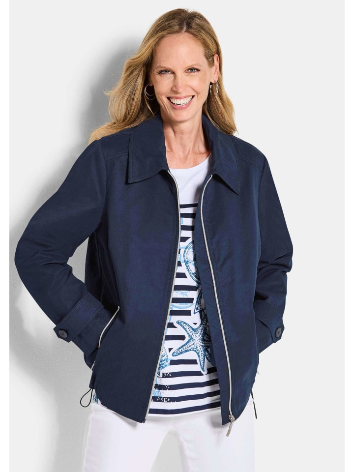 

GOLDNER Размер S: Летняя куртка-блузон на молнии, темно-синего цвета, переходный период