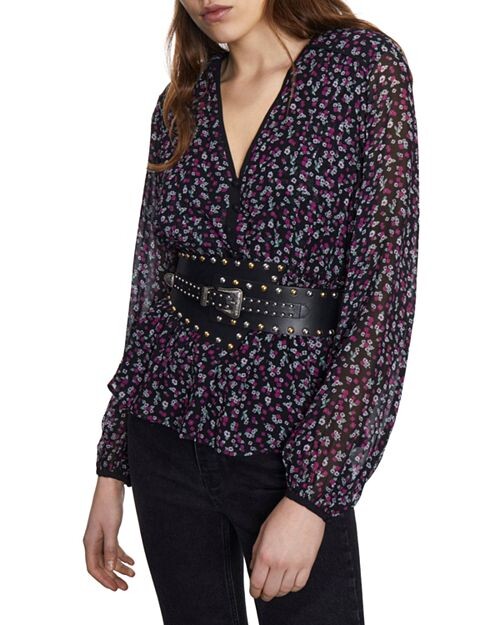 

Топ с присборенной талией и принтом The Kooples, цвет Black