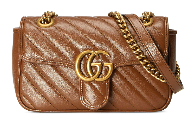 

GUCCI Сумка GG Marmont кожаная через плечо коричневая женская