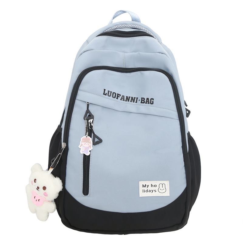 

BALANG Нейлоновый рюкзак женский фиолетовый розовый красный синий, Blue+Blush Bear Pendant