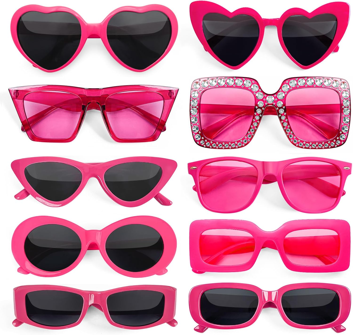 

Набор из 10 солнцезащитных очков разных стилей в стиле ретро для женщин/мужчин, идеально подходящих для вечеринок, костюмированных вечеринок и в качестве аксессуаров Geopty, Hotpink