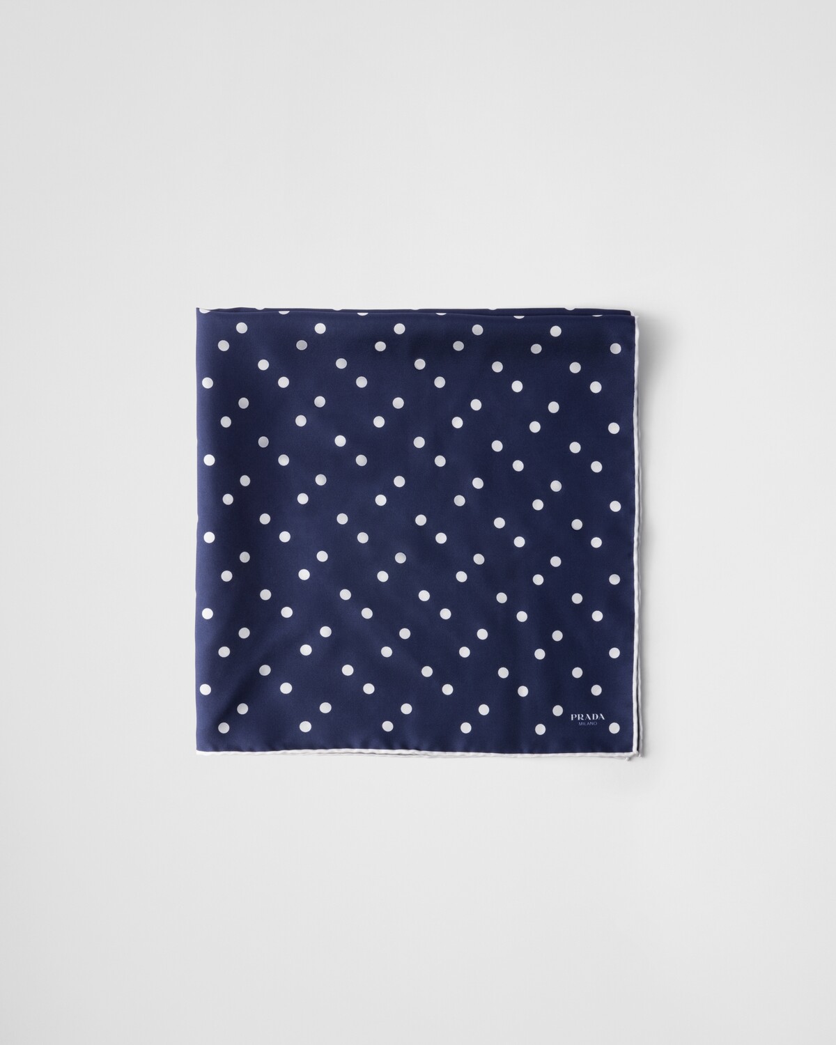 

Платок из шелкового твила с принтом 65x65 Prada, синий/белый