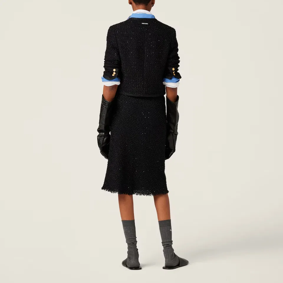 Укороченная куртка на пуговицах MIU MIU, Black — фото 4