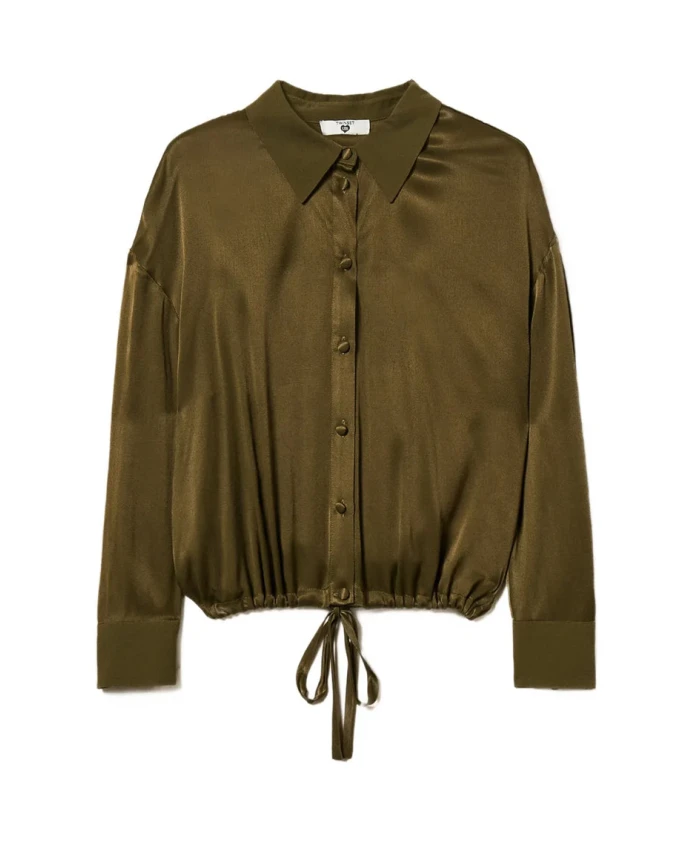 

Атласная рубашка на шнуровке Twinset, зеленый