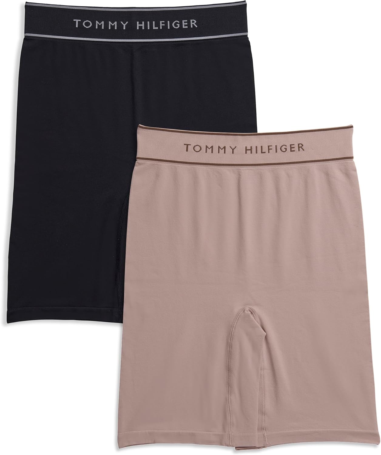 

Женские бесшовные велосипедные шорты Tommy Hilfiger, комплект из 2 шт., Black/Balanced Beige