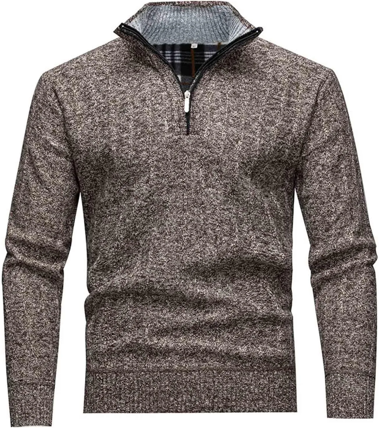 Свитер-полузип для мужчин Slim Fit с длинным рукавом и воротником-стойкой