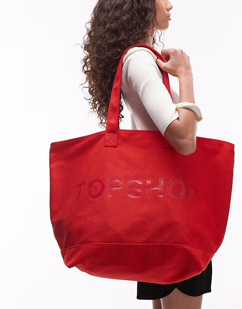

Сумка-шоппер Topshop красного цвета