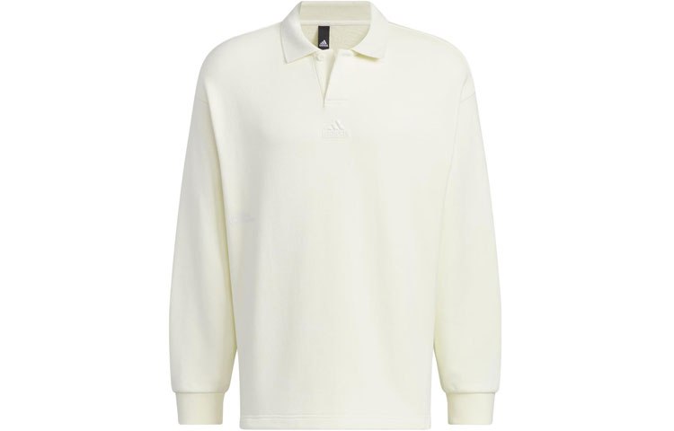 Тяжёлая футболка поло из французского футера Unisex Ecru Adidas — фото 2