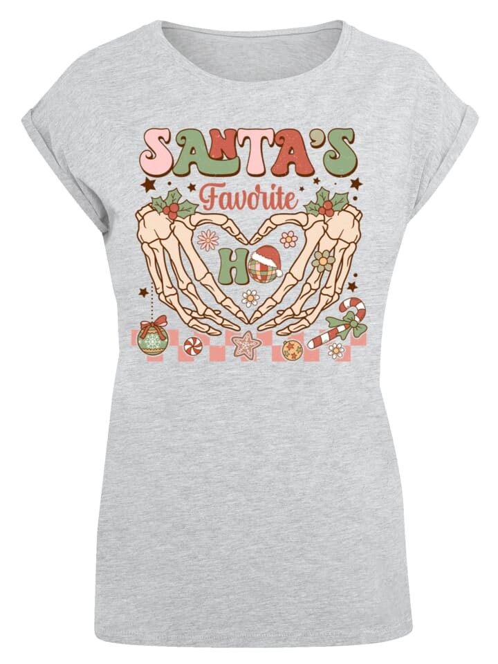 

Футболка F4NT4STIC T-Shirt Santas favorite Ho Ho Ho Weihnachten, пятнистый серый