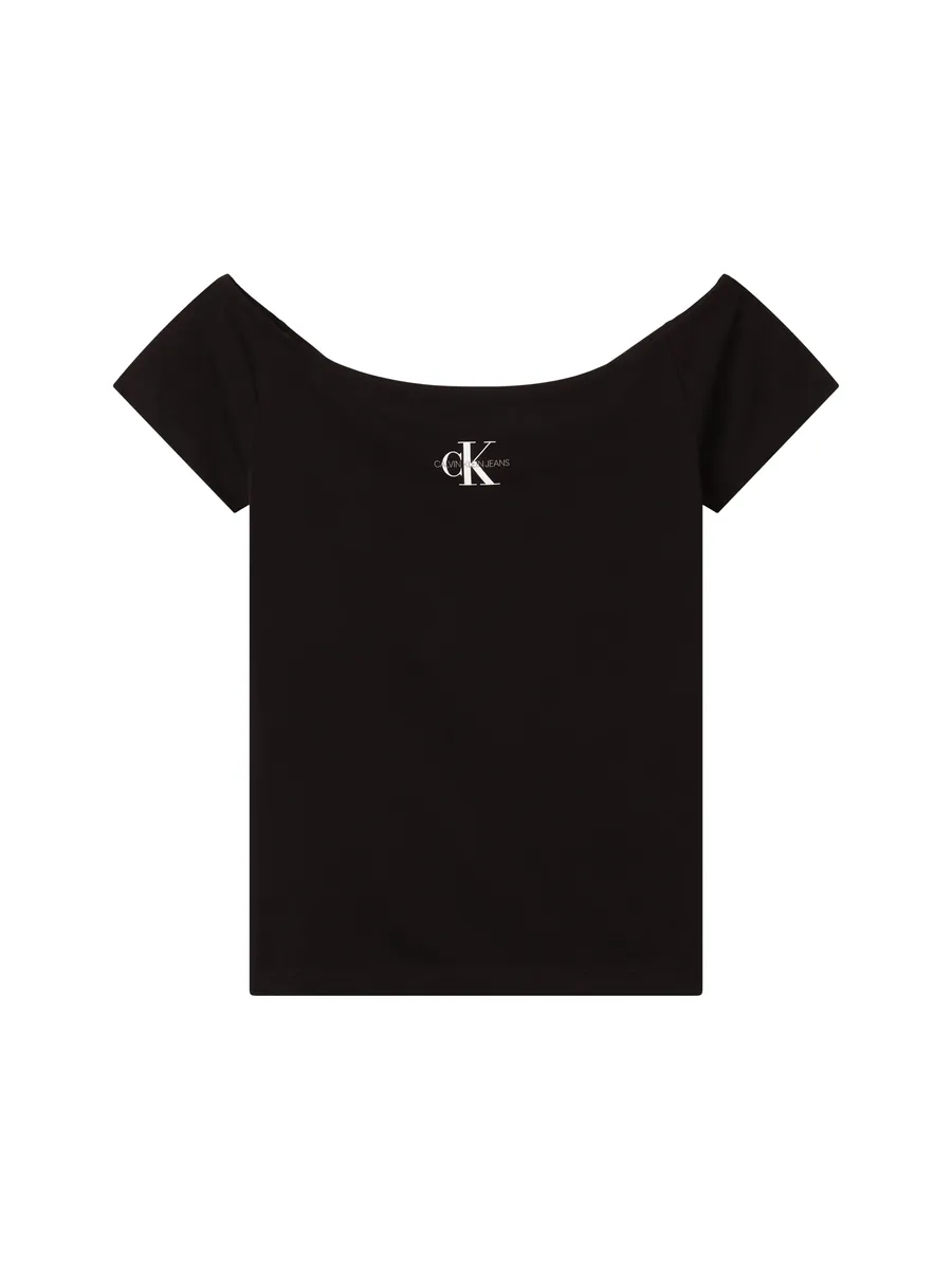 

Топ-рубашка Calvin Klein Jeans "MONOLOGO SLIM BARDOT TOP" с принтом логотипа, цвет Ck Black