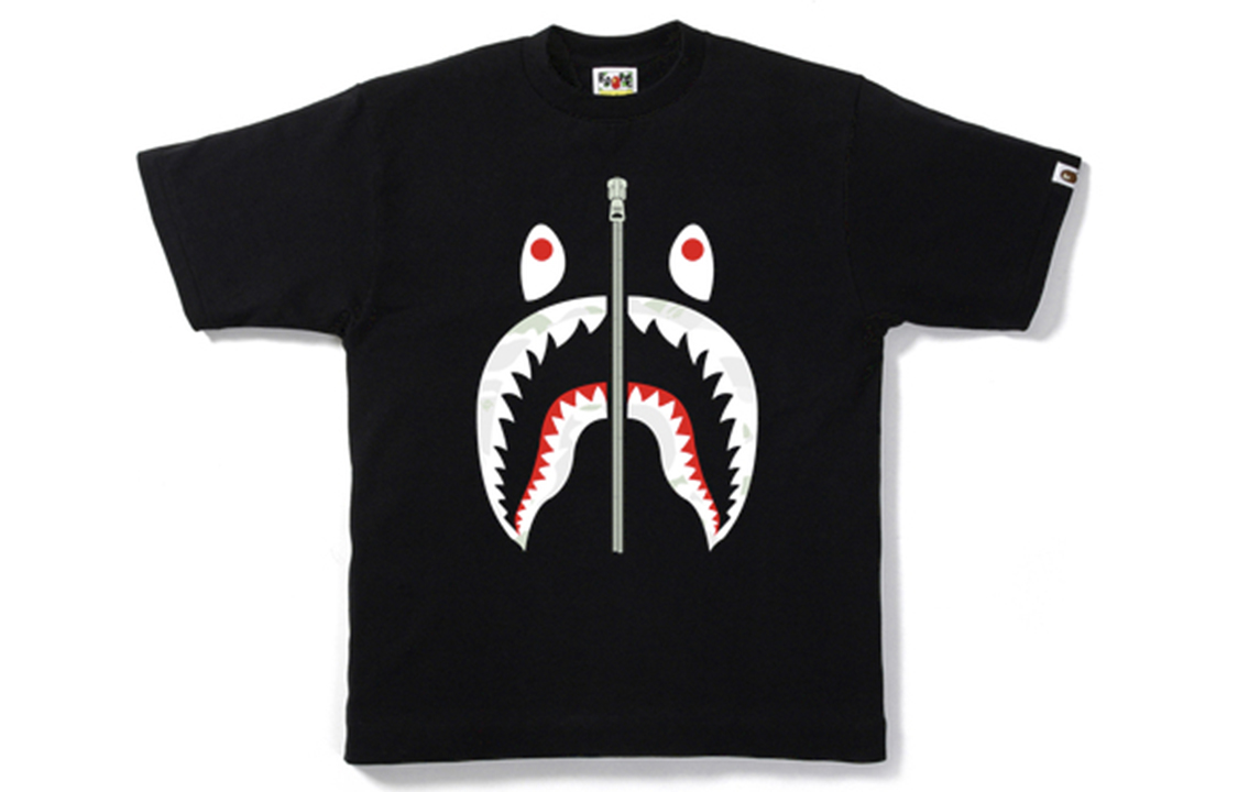 Футболка Bape Dot Camo Shark A BATHING APE, черно-белая — фото 4