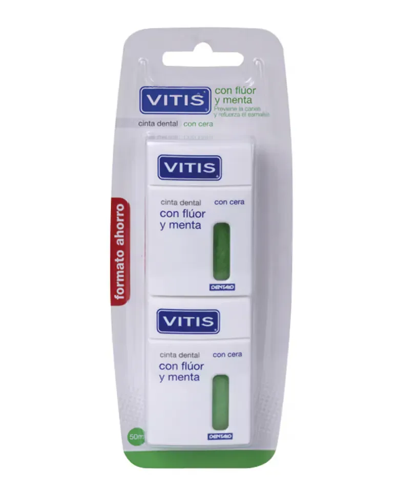 Упаковка зубной нити с фтором и мятой с воском Vitis