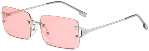 

Популярные солнцезащитные очки с алмазной огранкой для женщин, винтажные прямоугольные солнцезащитные очки без оправы для мужчин, очки с защитой от УФ-излучения UV400 MTZJH, Red