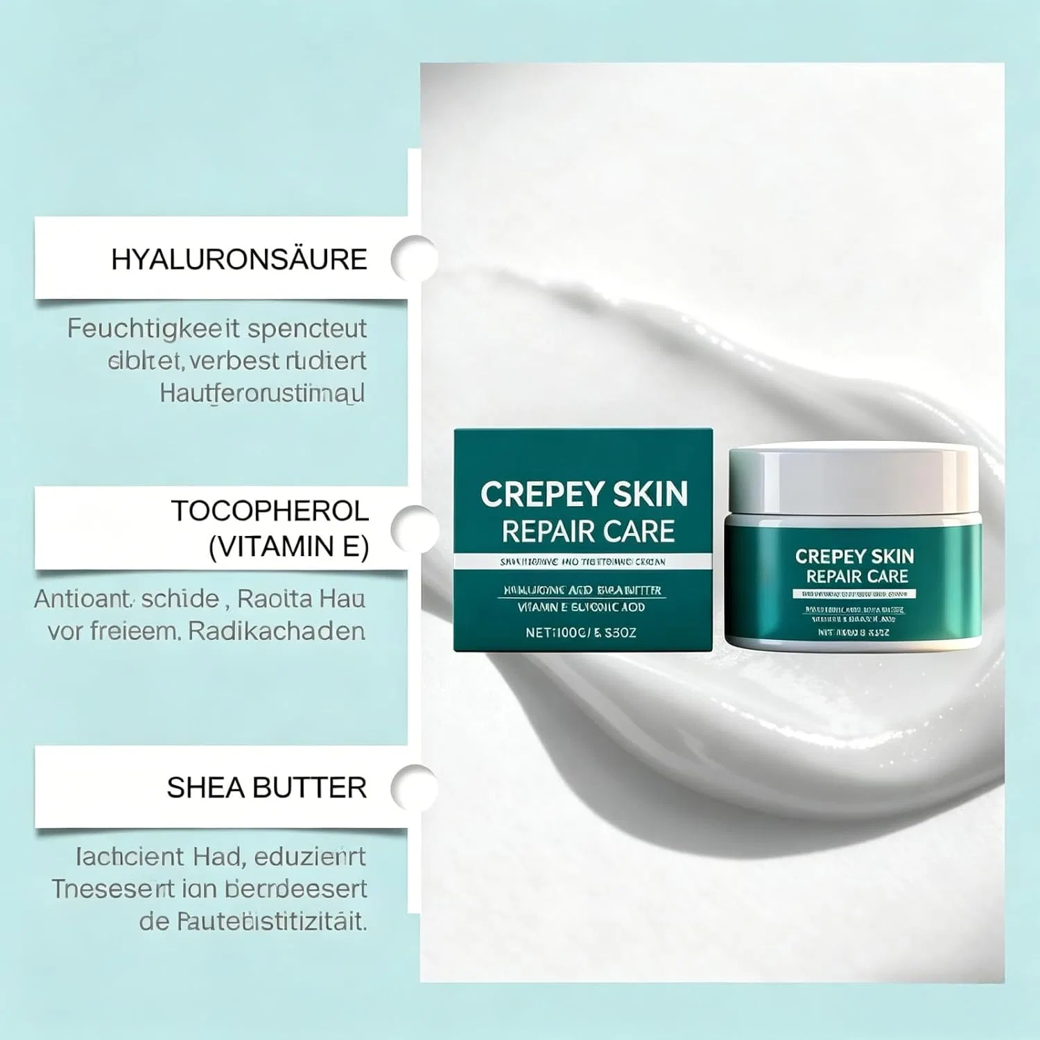 Крем для тела Crepey Skin Repair Cream с гиалуроновой кислотой и маслом ши Kuisoe, 3 Pcs — фото 3